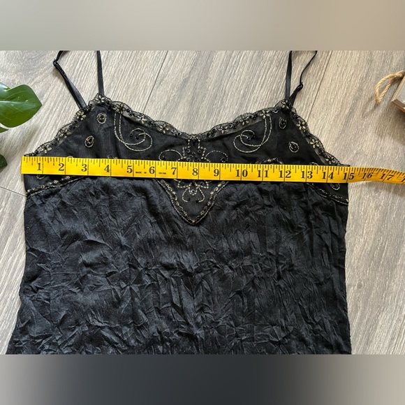 Vintage y2k xhilaration sequin and lace trimmed crinkle layering top size M - Picture 6 of 8